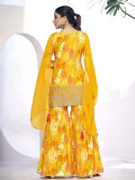 Mustard Premium Fibre Chinon Sharara Suit